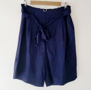 C. Wonder Linen Blend High Waisted Belted Paperbag Women's Short size L